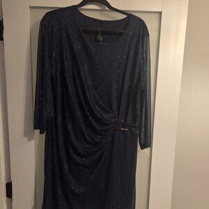 Alexa B Navy Glitter Faux Wrap Dress (Plus Size 20W) + Sparkly Party Dress